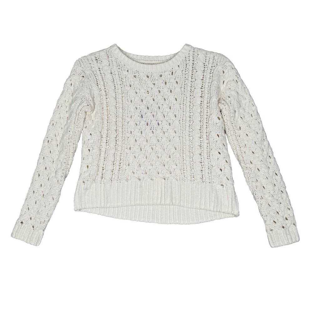 Aero Hygge‎ Sweater Womens XS White Chunky Open Knit Crop Neutral Minimalist